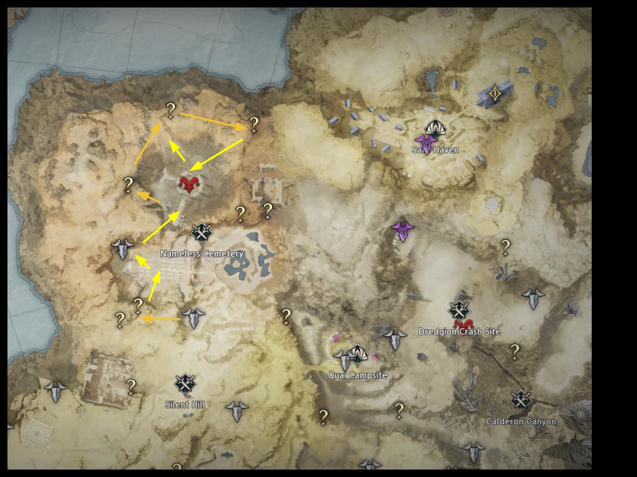 Mapa da Fase 2, parte 2, no momento das primeiras habilidades de nível 8.